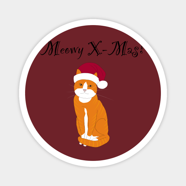 meowy X-mas santa hat - orange tabby Magnet by Lian's designs